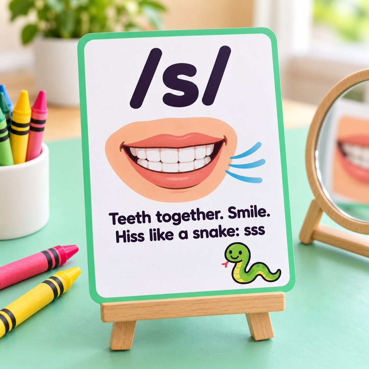 Mouth formation card for the s sound